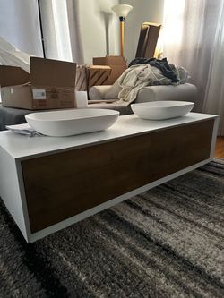 White Floating Double Vanity (Bowls NOT included)