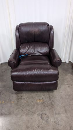 Plush Burgundy Padded Recliner in Leather