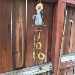 Cat And Sunflower Wind Chime 