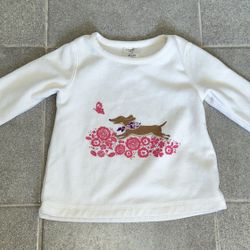 3t Lands End Fleece Shirt - Dog, Flowers, Butterfly 
