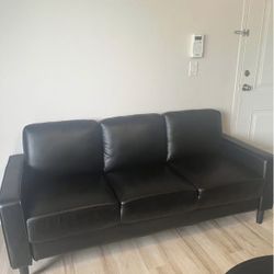 2 piece Faux Leather Black Couches