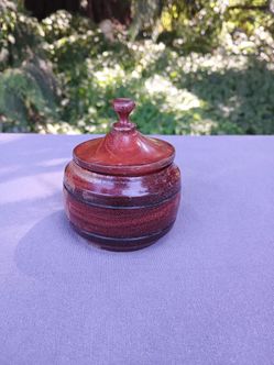 Handcrafted turned-wood lidded trinket box