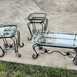 3 Piece Glass End Table And Coffee Table