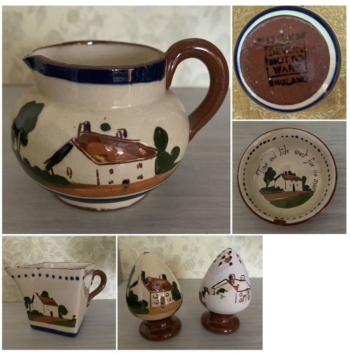 Watcombe Devon Motto Ware Pottery Set Of 6