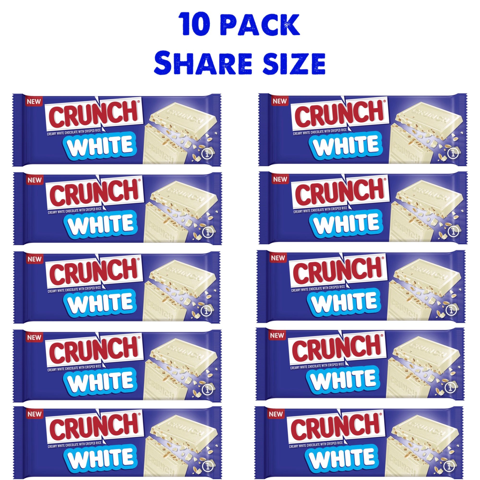 (10 Pack) Limited Edition White Crunch Bars Share Size