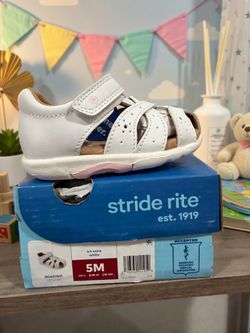 Stride Rite Xena White Toddler Sandals Size 5M