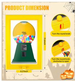 Candy Dispener 11.81"L x 8.27"W Gumball Machine in a Frame, for Candies, Nuts, Dog & Cat Treats, Hang on Wall, Stand on Table,