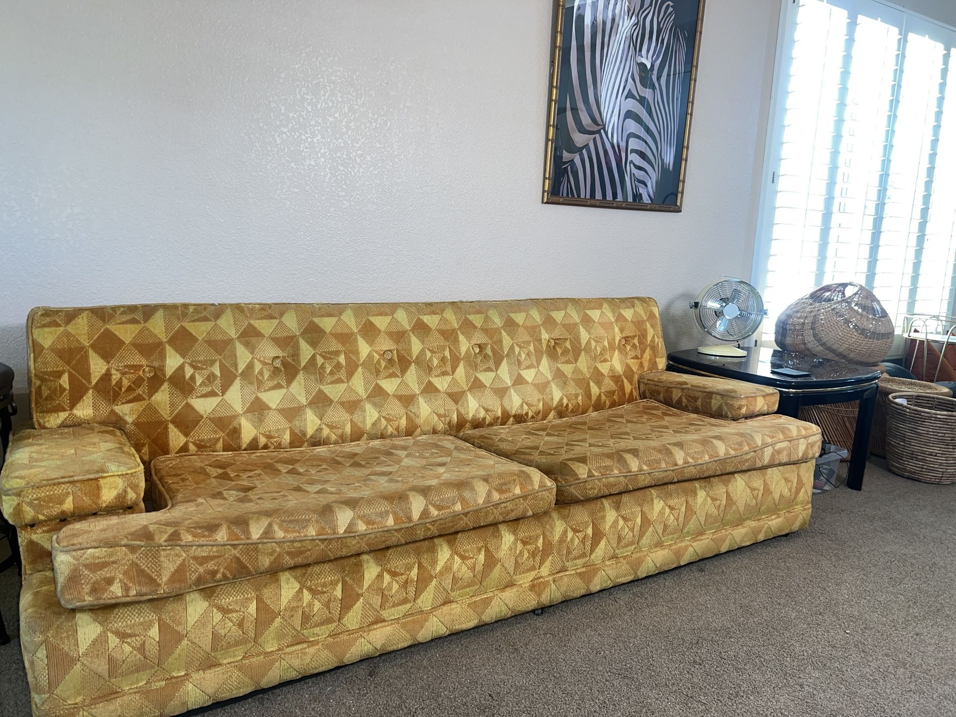 Vintage Mid Century Modern Yellow-orange Couch