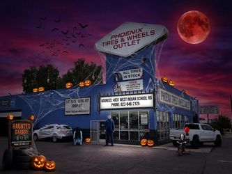 Want to Play a Game? How About Saving Money? 🚲🩸 Welcome to the Haunted Garage at Phoenix Tires & Wheels Outlet! Don't get trapped on the side of th