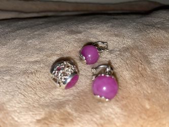 Real Natural Ruby Charm And Earings