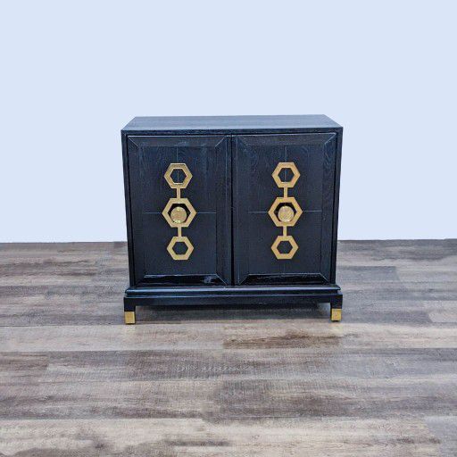 Johnathan Adler Turner Oak & Brass Storage Cabinet