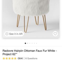 Ottoman Faux Fur White