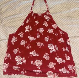 Forever 21 Red Floral Halter Top Size M