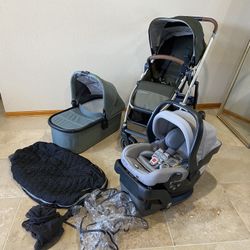 Uppababy Cruz V2 stroller with Bassinet and car seat and cozy ganoosh 
