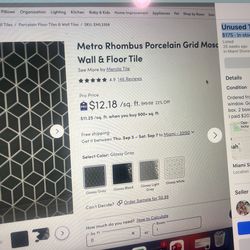 Unused Porcelain gray tile - rhombus