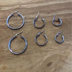 Sterling Silver Hoops With Diamonds. 