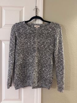 LOFT Gray Marled Knit Sweater
