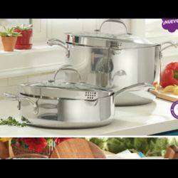 JUEGO DE OLLA DE 14.5 QT Y SARTEN DE 11" DE ACERO INOXIDABLE TRI PLY PRINCESS HOUSE 🌷💐🌷💐
