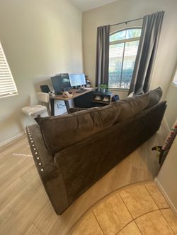 Sleek, Luxe Dark Gray Sofa—Barely Used, Perfect Condition