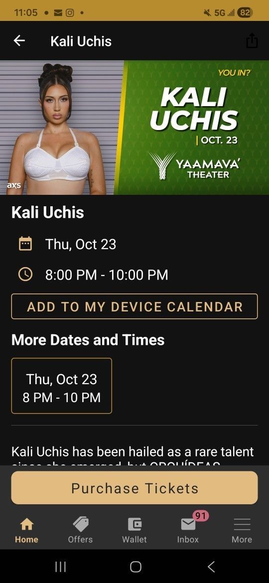 KALI Uchis Tickets (2) YAAMAVA Thursday $150