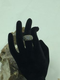 925 STER Silver Marcasite & Blue Stone Ring 6