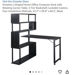 Home office computer desk with book shelf