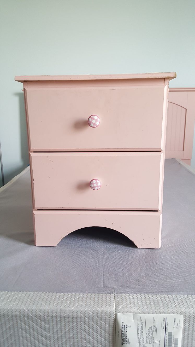 Pink Nightstand - see also Pink Dresser with Mirror and see Pink Full/Queen Bedroom Set