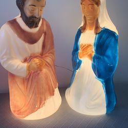 Vintage Nativity Scene Mary Josef Christmas Decorations Made in USA