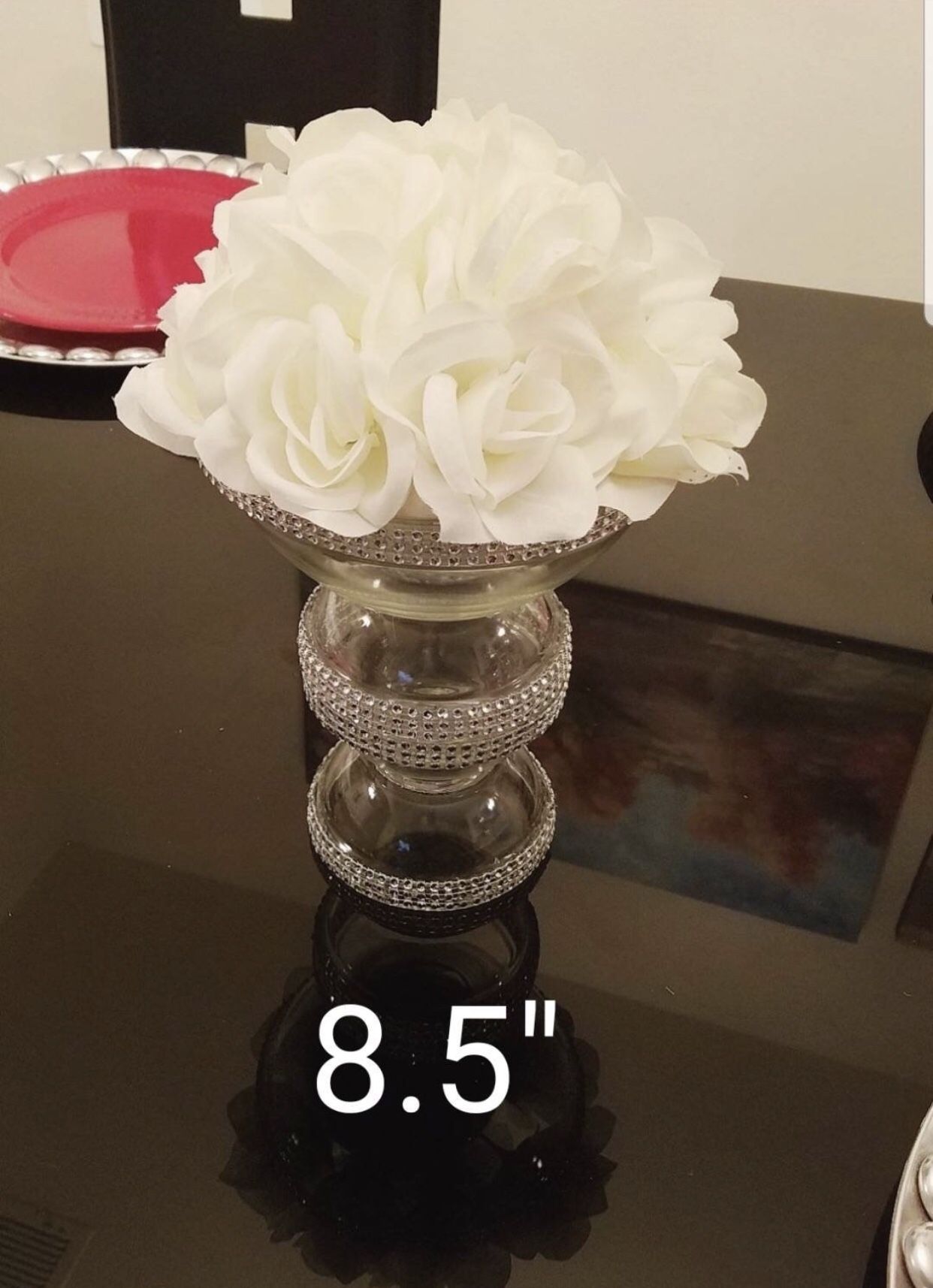 8.5” Glass Pedestal Wedding Centerpiece