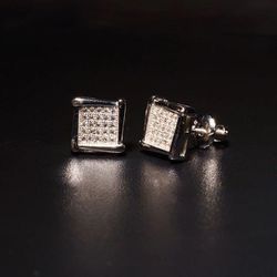 925 Silver Square Earrings VVS1 D Color
