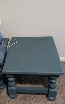 Two Blue End Tables 
