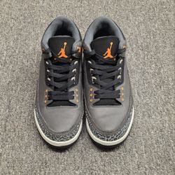Nike Air Jordan Retro 3 Shoes Fear Pack Grey Orange CT8532-080 Men's Size 8.5