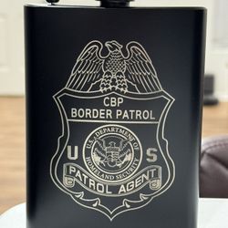 Flask; Engraved Law Enforcement Badge 