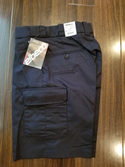 School or work blue cargo shorts