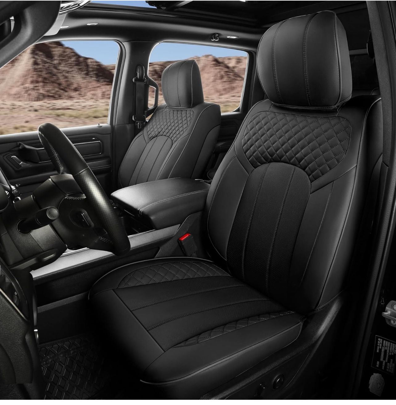 Seat Covers for Dodge Ram 2018-2011 1500 Crew Cab New Body, Leather Seat Cover