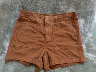 Brown Corduroy High-Waist Shorts