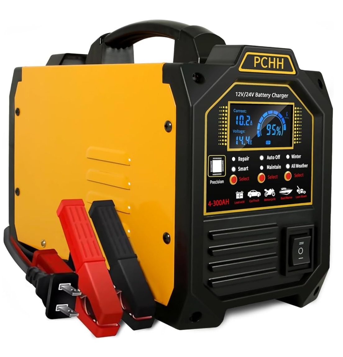 12V 24V Car Battery Charger Heavy Duty, 15A Automatic Battery