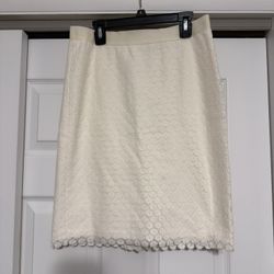 Loft Ivory Texture Floral Lace Skirt - Size 0