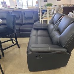 Sofa-Set-2pc Recliners  Black Free Delivery 