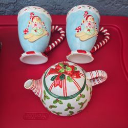 Candycane Teapot and Cups Set