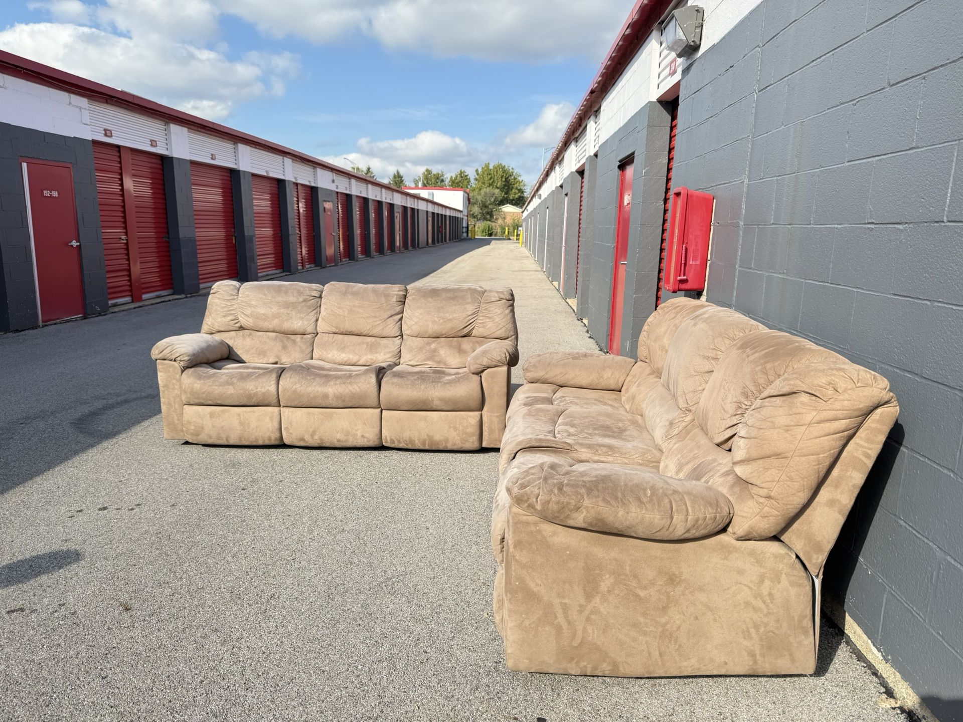 Reclining Microfiber Sofa Set of Two with Cup Holder! ***Free Curbside Delivery***