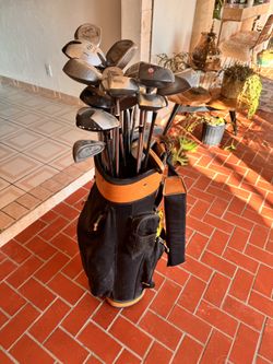 Miller Golf Bag And 23 Mixed Clubs Taylor Made Ping
