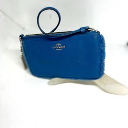 COACH Large Blue Leather Wristlet 