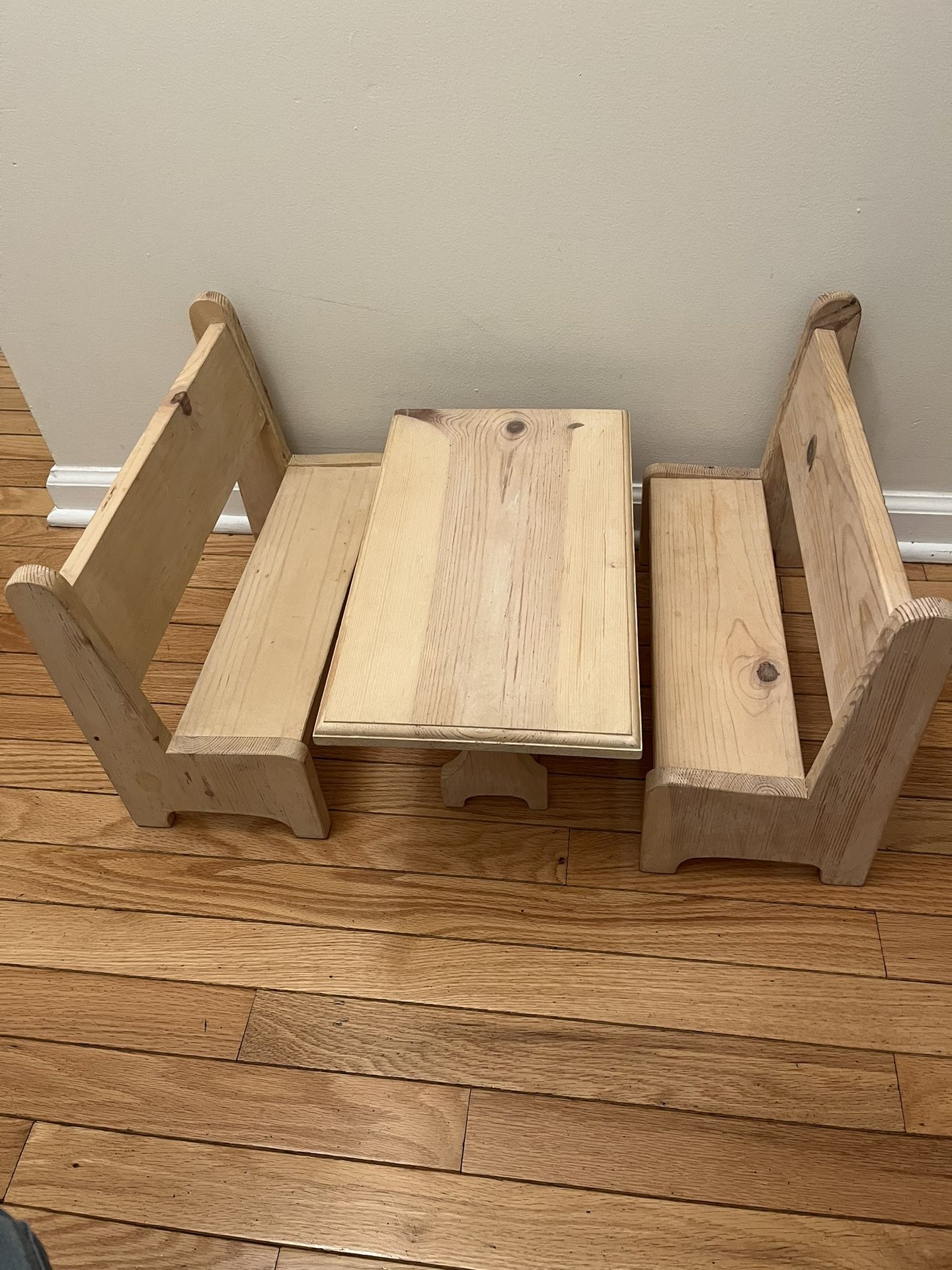 Vintage Doll Table and 2 Benches