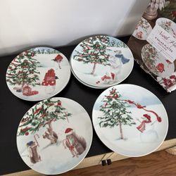 Set of 10 Christmas salad plates 