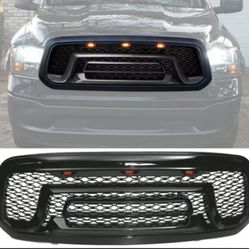 Fits 13-18 Dodge Ram 1500 Rebel Style Front Bumper Hood Mesh Grille Gloss Black