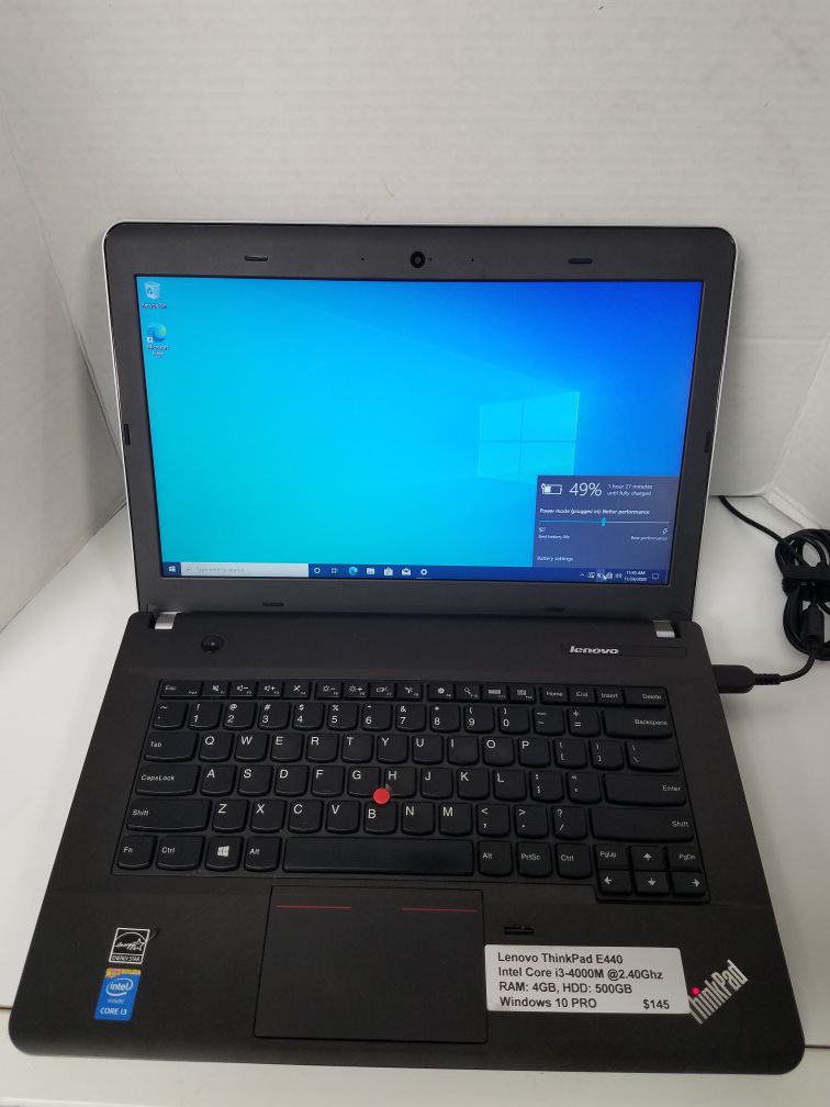 Lenovo ThinkPad E440 -- Intel Core i3-4000M, 4GB RAM, 500GB HDD, Windows 10 Pro