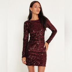 Motel Rocks Gabby Mini Dress Burgundy Sequin -Size Small NWT