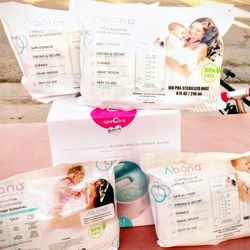 Spectra Premier Rechargeable Double Electric Breast Pump & 4 Abana (100 Count Bags) BPA FREE Breast Milk Storage Bags