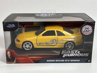 JADA FAST & FURIOUS LEON'S NISSAN SKYLINE GT-R R33 1/32 SCALE YELLOW